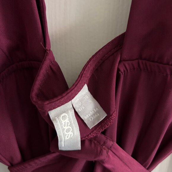 ASOS Plum Wrap Long Sleeve Open Back Dress - Picture 5 of 5